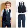 New Boys Gentleman Suit British Shirt Tie Vest Pants Four-piece Set