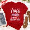 Футболка 1996 года для женщин, 30 лет совершенства, с цветочным принтом, подарок на 30-летие, хлопковая, с коротким рукавом, с круглым вырезом