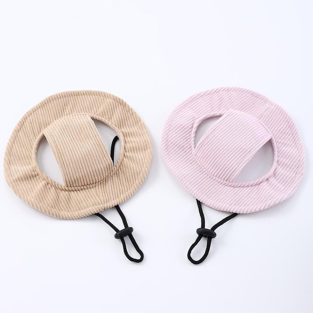 2026 New Casual Pet Hat Breathable Corduroy Cute Adjustable Strap Dog with Open Ears All Seasons