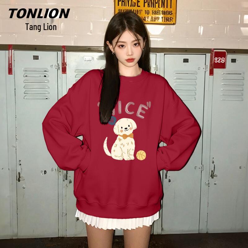 Женская толстовка TonLion с круглым вырезом и длинным рукавом с принтом щенков