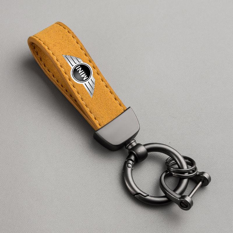 Car Badge Keychain Leather Keyring Pendant For Mini Cooper One S JCW R55 R56 R60 F55 F56 Countryman Car-styling Accessories pwaxk99