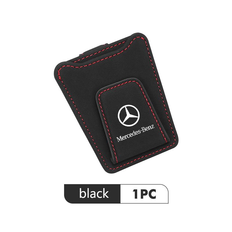 AABHA1 Suede Car Logo Sun Visor Glasses Clip Ticket Card Storage Clamp For Mercedes Benz CLK GLC W212 C200 C300 W203 W204 W205 W169