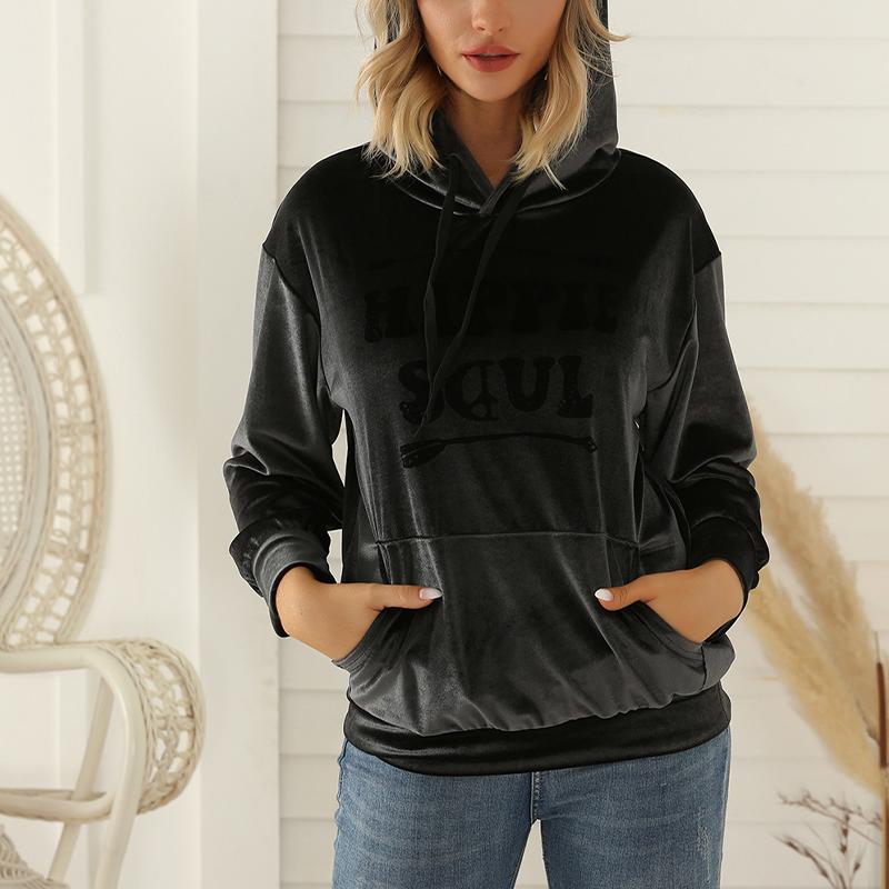 Женская флисовая толстовка, повседневный пуловер, топ с капюшоном