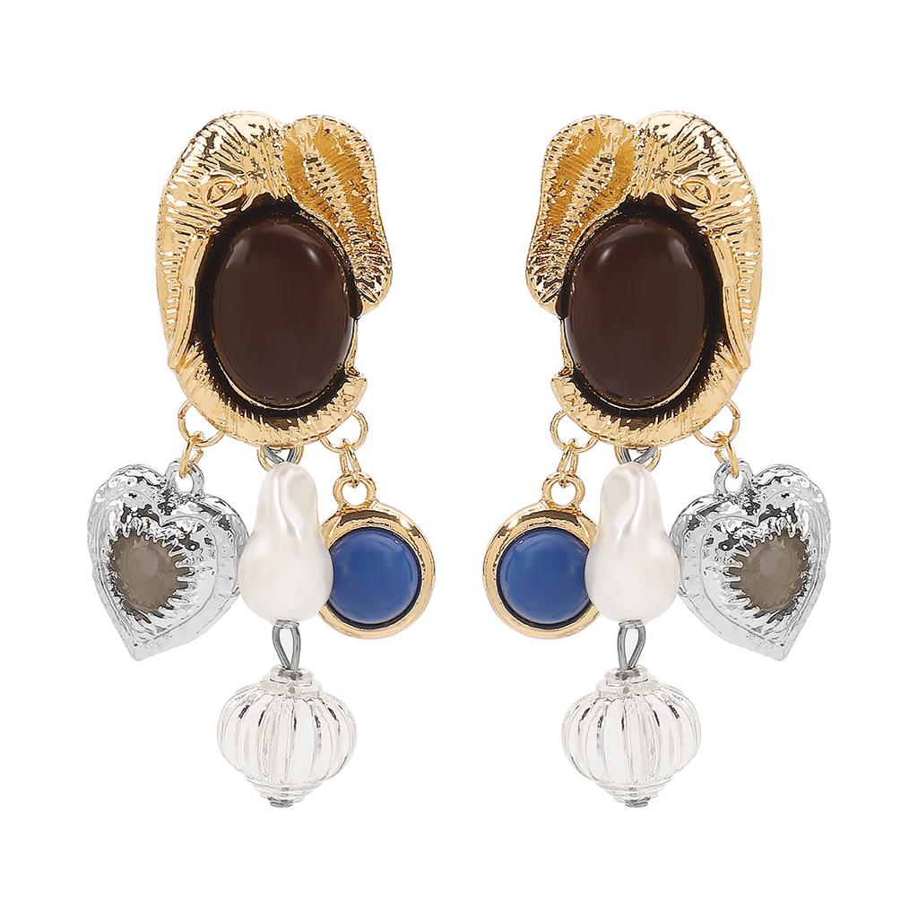 Осенне-зимние ретро серьги-подвески с высококачественным искусственным жемчугом и драгоценными камнями, креативные универсальные серьги