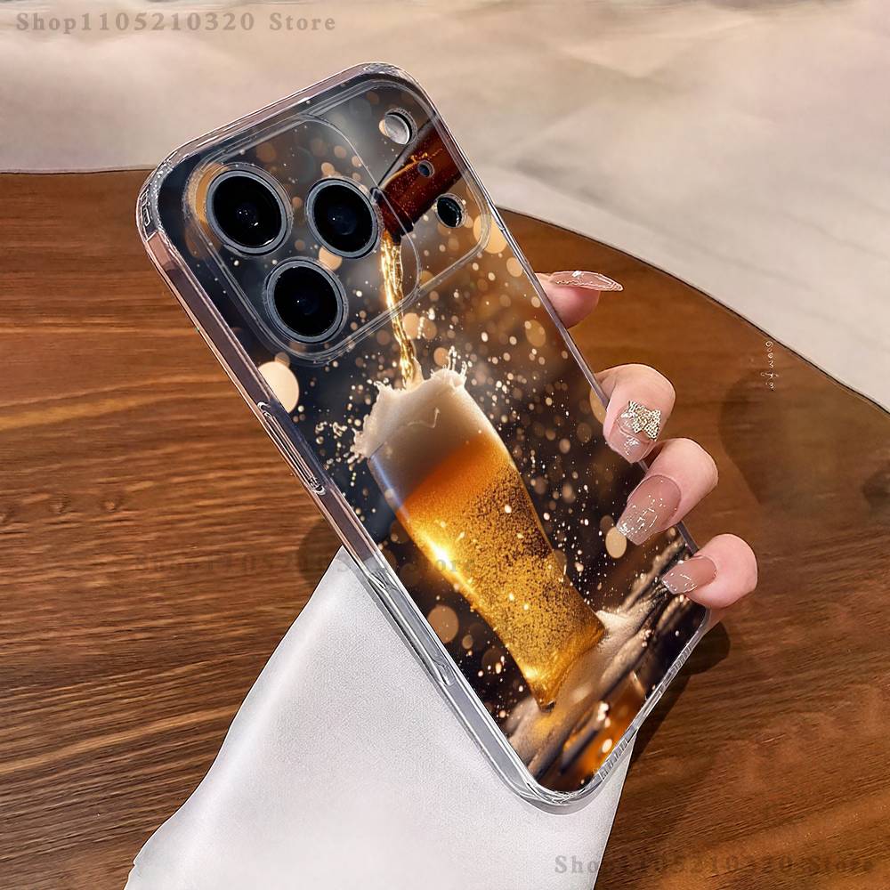 Чехол для телефона с рисунком 'Пивное искусство' для iPhone 17,16,15,14,13,12,11 Pro,Max,Plus,X,XS,XR,SE4,E Mini Прозрачный мягкий чехол