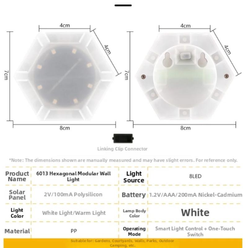 6 шт. Солнечные уличные настенные светильники Соединяемые водонепроницаемые шестигранные светильники для украшения сада Атмосферное освещение