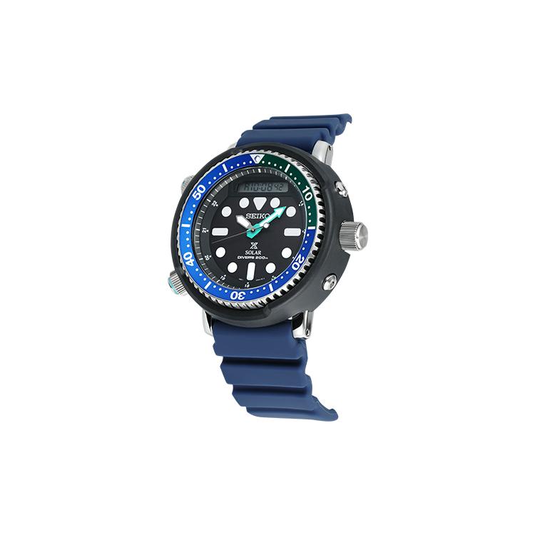 Seiko PROSPEX Часы с солнечным механизмом и силиконовым ремешком Мужские часы Черный циферблат SNJ039P1