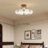 Chinese Style Walnut Wood Grain Ceiling Light with Italian Cream Flower Design