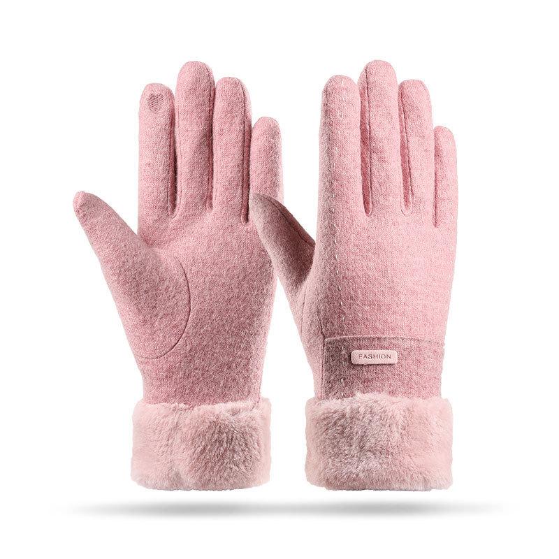 New Winter Warm Gloves Can Be Knitted Wool Thickened Gloves Piled Outdoor Cold-proof Warm Cycling Gloves