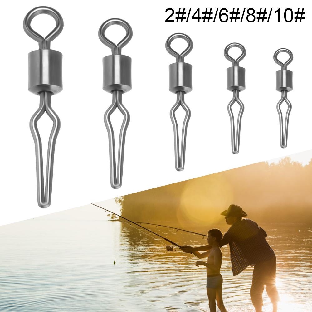 Lock Barrel Swivel Connector Fishing Hanging Snap Fishhooks And Crap Swivels With Side Line Clip