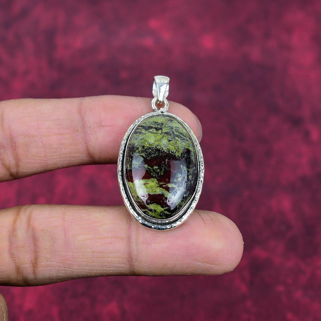 Dragon Bloodstone Jewelry, Handmade Gemstone Pendant, 925 Solid Sterling Silver Pendant Antique Jewelry, For Engagement Gift