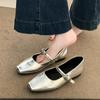 Black Single Shoes Women's 2025 New Spring and Summer Low-heeled Flat-soled Small Leather Shoes French Mary Jane Women's Shoes with Skirts