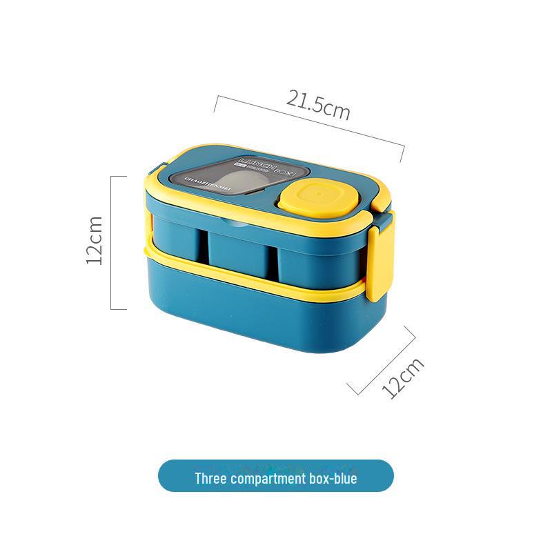 Многослойный герметичный ланч-бокс со столовыми приборами для школьников, пригодный для использования в микроволновой печи