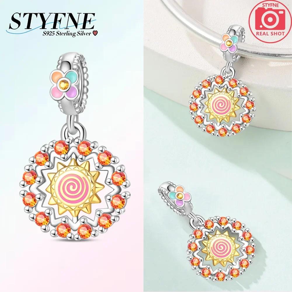 925 Silver Purple Box Gift Jewelry Pirate Heart Romantic Sun Pendant Beads Fit Bracelet Jewelry Diy Girl Gift Accessory