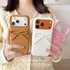 Корейский 3D чехол-бампер с ручкой-бантом для iPhone 13-17 Pro Max (Защита от падения, Совместимо с Apple)