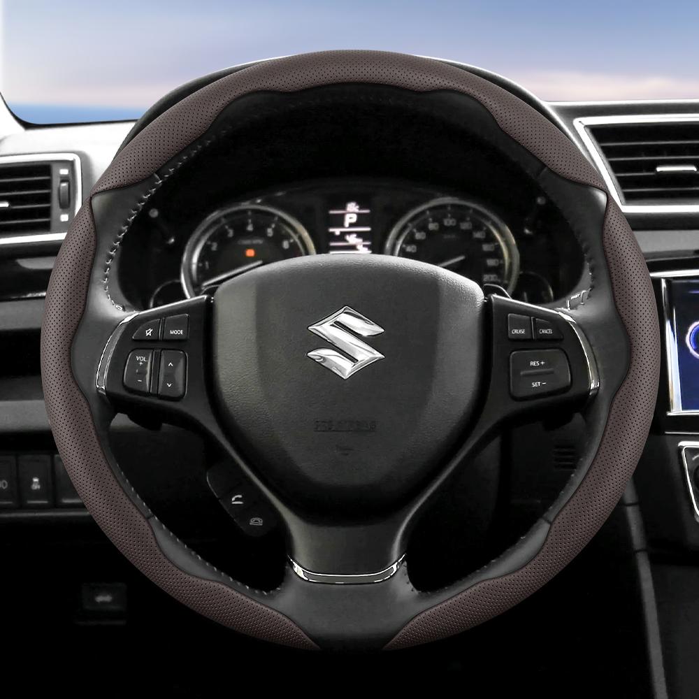 Подходит для Suzuki Дышащая Кожаная Накладка на Руль с Отверстиями Сегментированная Конструкция Быстрого Крепления Противоскользящая и Прочная Swift 2011 Sx4 Grand Vitara