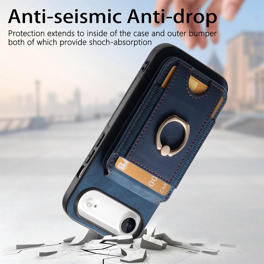 For iPhone Air Case Compatible with MagSafe Leather Back Cover with Detachable Card Holder Kickstand