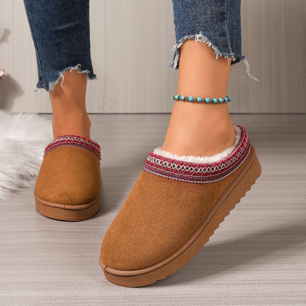 Fashion Winter Women Slippers 2025 New Comfortable Outdoor Slides Women Warm Thick Sole Shoes Women Trend Covered Half Mop Warm Slippers