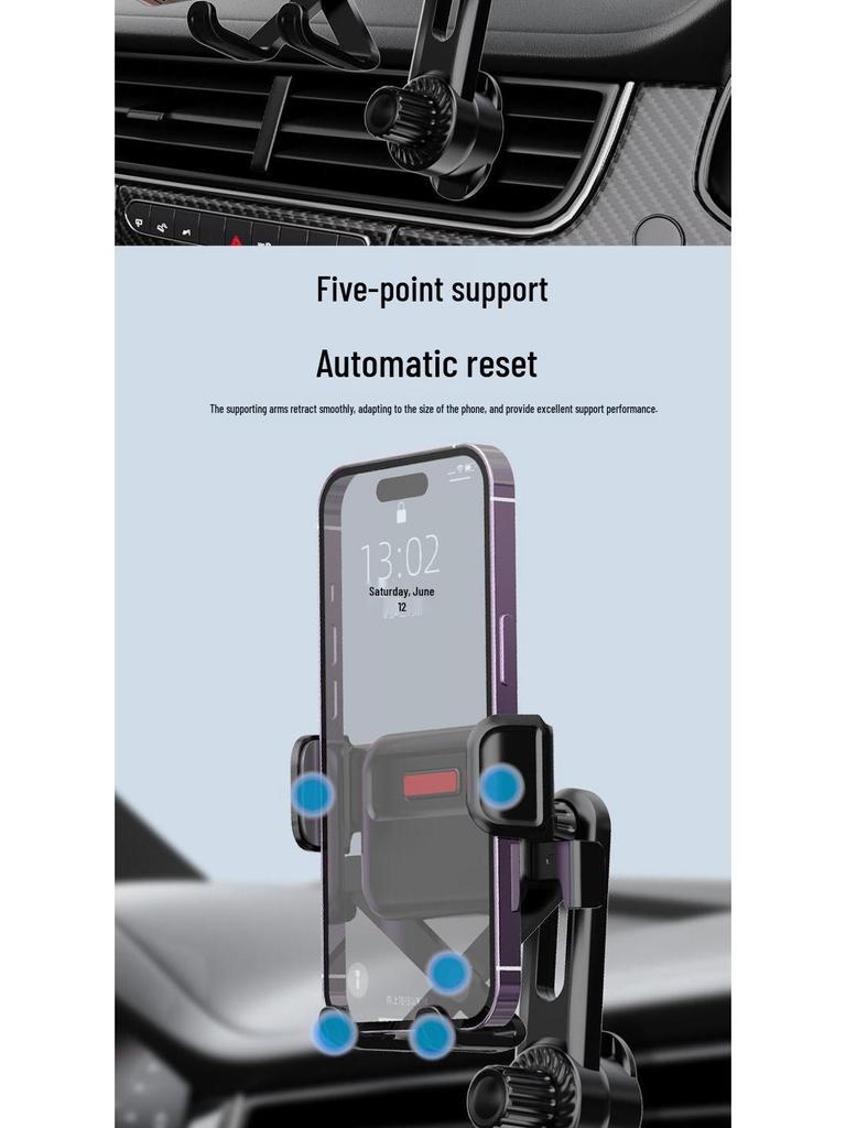 Universal Car Phone Holder with Silicone Suction Cup and Telescopic Rod for Air Vent