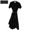 Docking Belt Dress Short Sleeve Dress 2 blackUsed