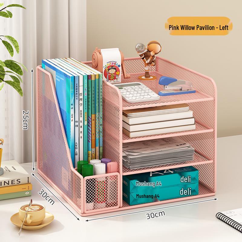 Desktop File Organizer: Multilayer Large Capacity Storage Rack for Office Supplies