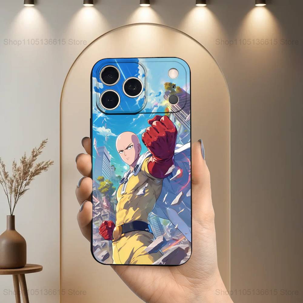 Чехол для телефона O-One P-Punch Anime Man для iPhone 17,16,15,14,13,12,11 Plus,Pro Max,XS,X,XR,SE,Mini,8,7, Мягкий силиконовый черный чехол