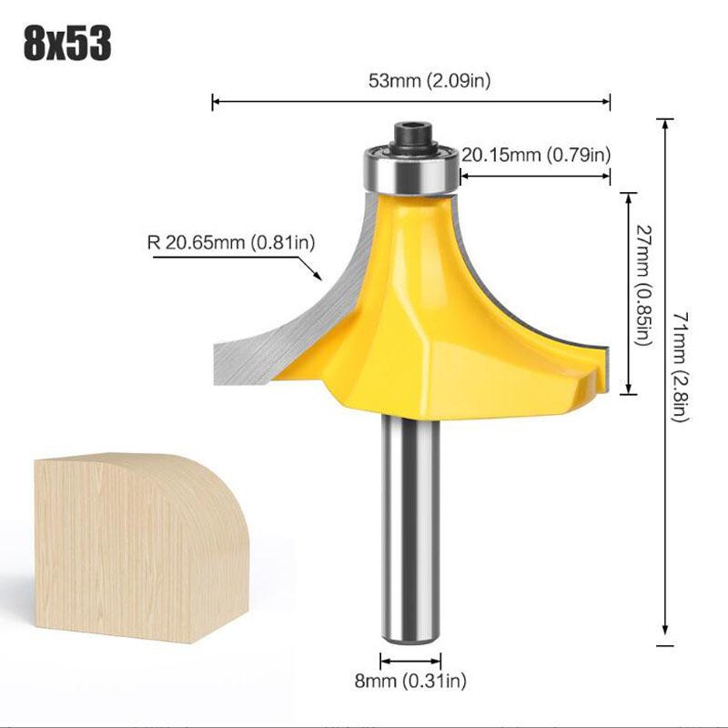 8 мм хвостовик рукоятка большого диаметра 53 63 мм фреза для обработки филе Фреза для обработки дерева Фреза для снятия фаски Дуговая фреза Головка для обрезки кромок