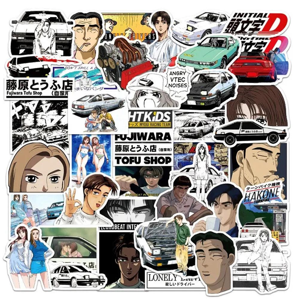 10/30/50 шт. Наклейки из японского аниме Initial D Крутые мультяшные декали DIY для скейтборда, телефона, ноутбука Классическая наклейка-декор в стиле манги