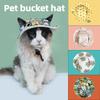 Summer Small Cat and Dog Hat Outdoor Leisure Travel Sunscreen Hat Cartoon Cat Breathable Sun Hat Adjustable Leak Ear Design Pet Hat Puppy Accessories