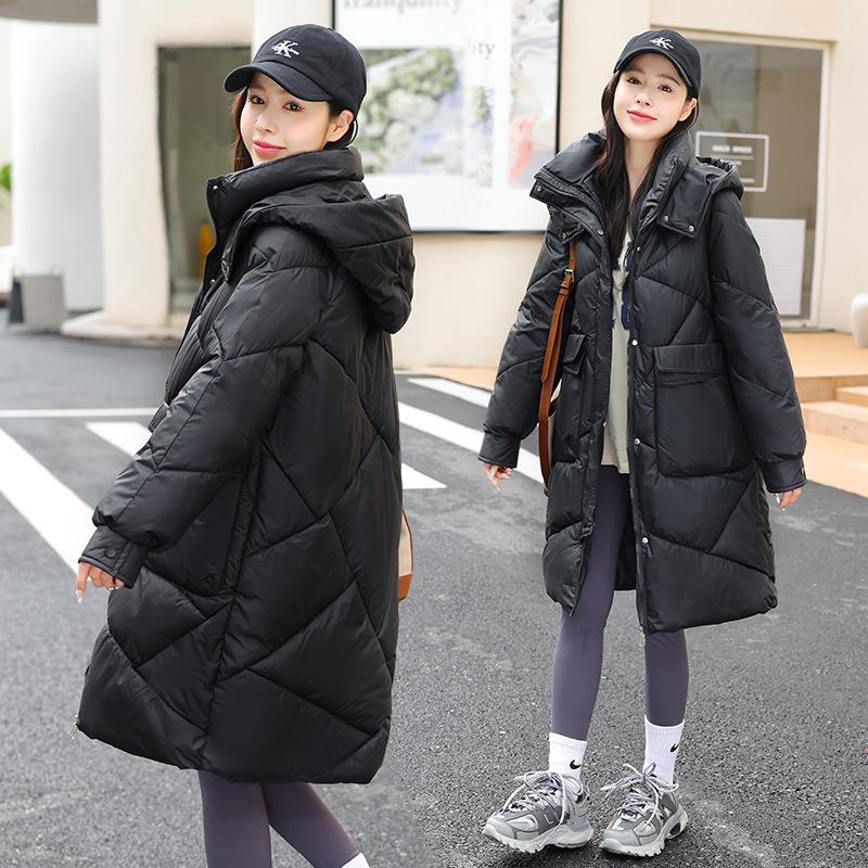 Женское утолщенное хлопковое пальто в корейском стиле: Средняя/длинная модель Petite Fit, зимняя коллекция 2023 г.