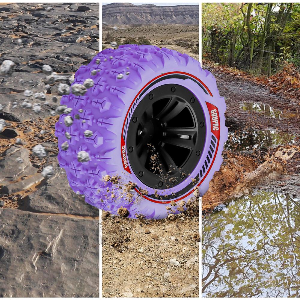 4Pcs 12mm Hex Wheels Tires Swamp Claw Mud Terrain Tires Accessories RC Tires Wheels for 1/14 1/16 RC Car Crawler Buggy Truck