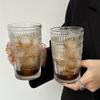 Наборы из 4 стеклянных чашек по 12 унций, чашки для кофе с тисненым дизайном, термостойкие, ретро, прозрачный набор чайных чашек, стаканы, бытовая посуда для напитков