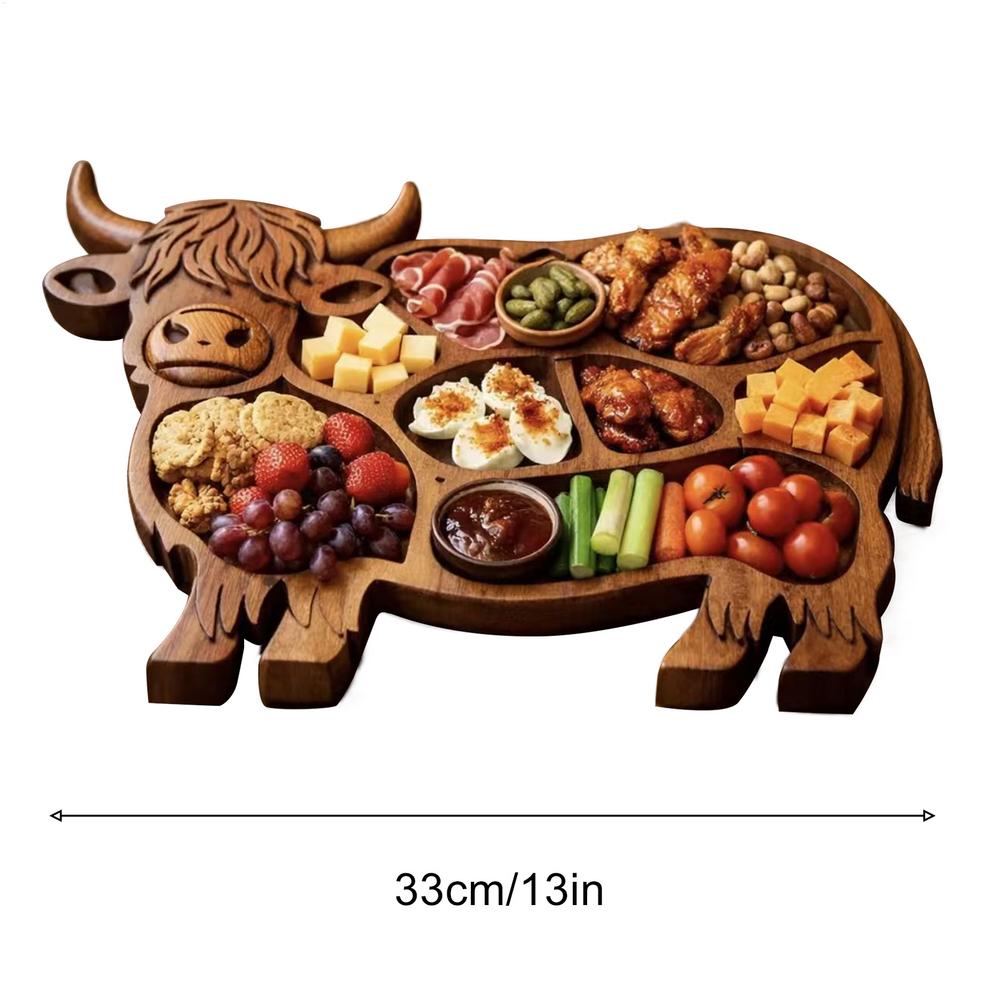 Wooden Cow Charcuterie Board - Cheese & Appetizer Platter for Party, Family Gathering, Holiday Dining - Serving Tray for Snack