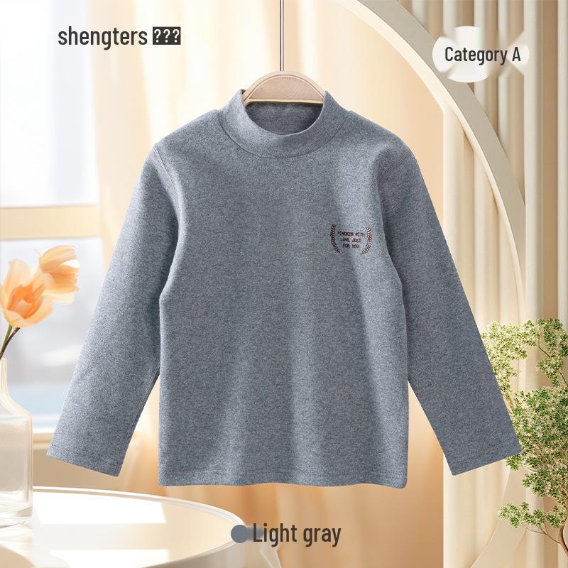 Shengte Shi Kids' Mid-Neck Cotton Thermal Top – Unisex Autumn/Winter Base Layer