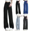 Women Jeans High Waist Button Zipper Closure Vintage Loose Fit Pockets Straight Wide Leg Streetwear Pants Daily Wear Long Trousers
