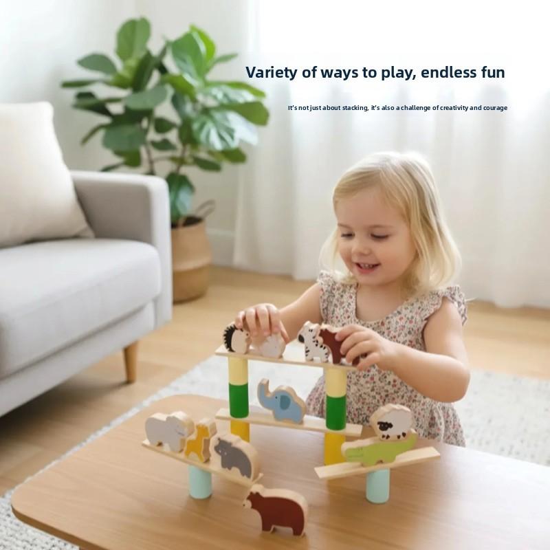 Wooden Animal Tower Building Blocks For Children Diy Creative Play And Learning