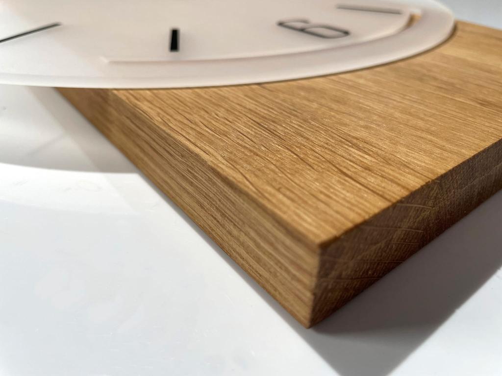 Wooden Geometric Wall Clock 40cm Frozen White