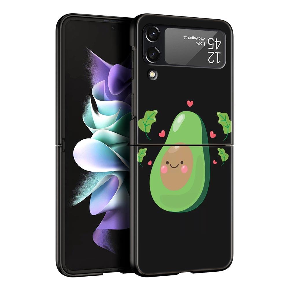 Милый чехол для телефона с авокадо и йогой для малышей для Samsung Z Flip3 Flip4 Flip5 Shell для Z Flip 3 Flip 5 4 5G Черная жесткая складная задняя крышка