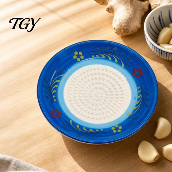 Durable Ceramic Grater Garlic Plate, Manual Kitchen Grinding Tool for Ginger Spice, Spice Crusher Non-Stick Grinder Plate Fruits Vegetables,