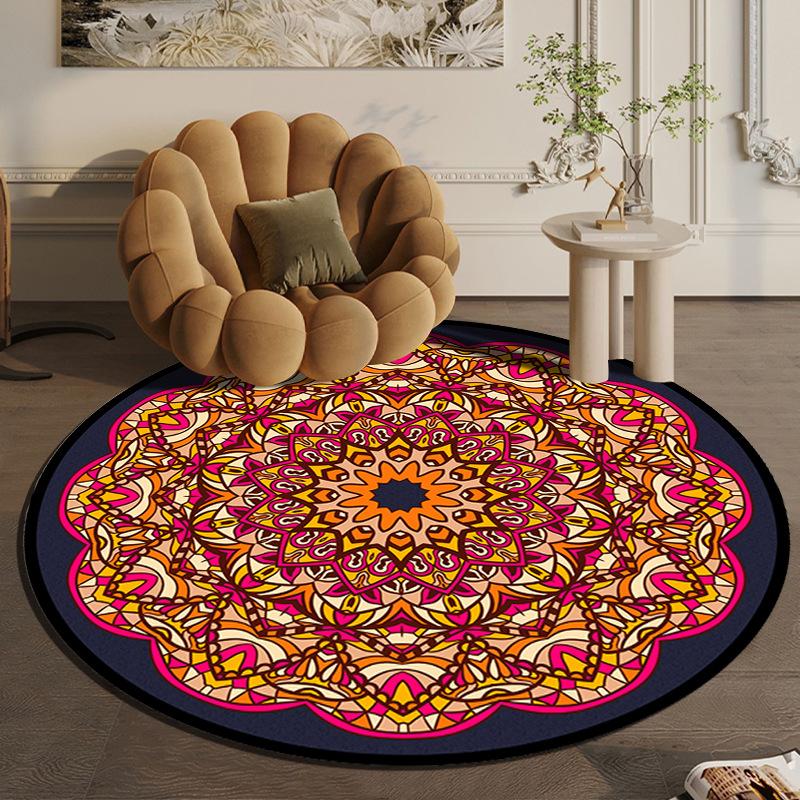 Круглый ковер большой площади в скандинавском этническом стиле для спальни, тканый хлопковый ковер в богемном стиле, вязаный напольный коврик 90 см, 120 см, 150 см