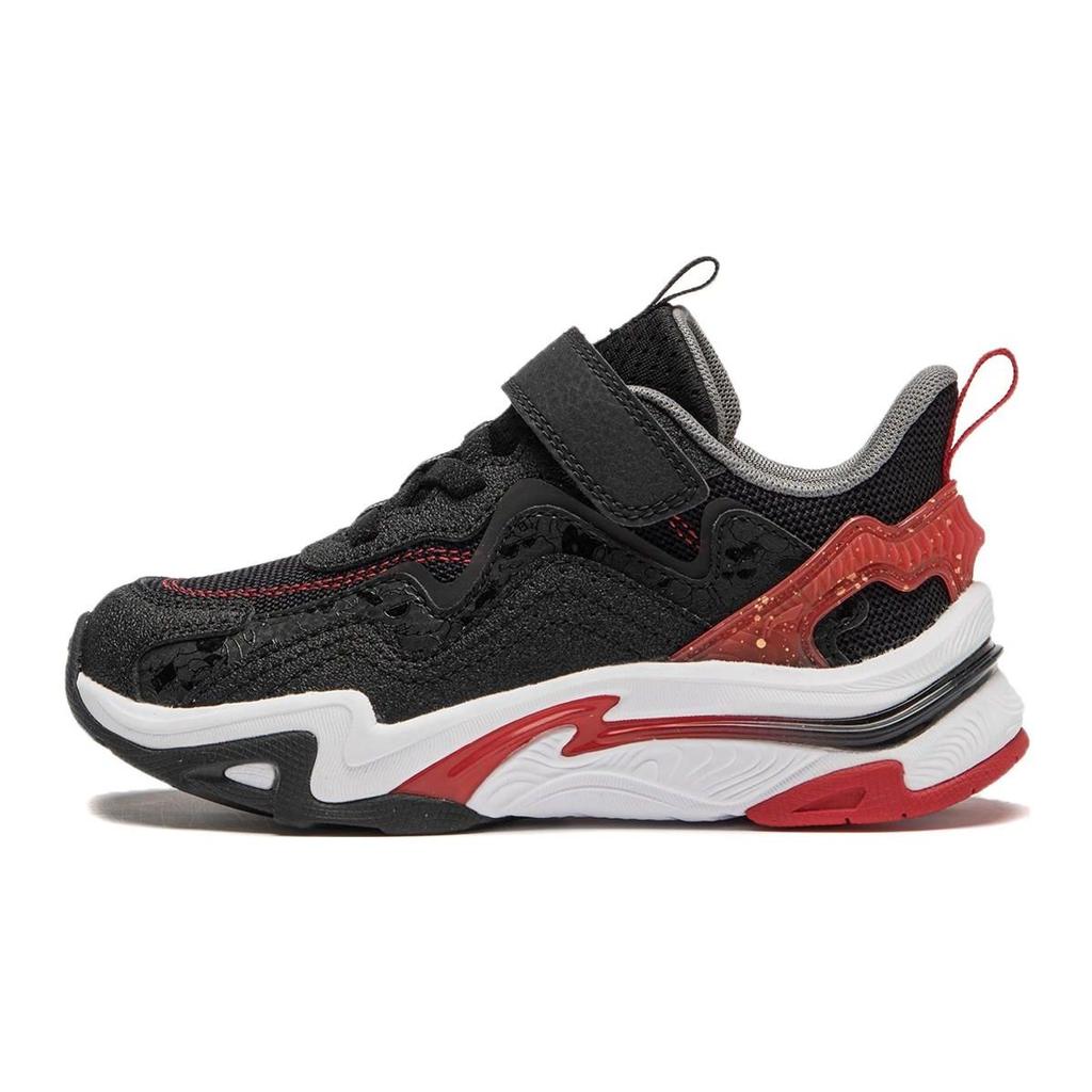 Li-Ning Cloud V3 Kids Non-Slip Shock Absorbing Wear-Resistant Low-Top Running Shoes Kids Sneakers Black Red YKNU010-3