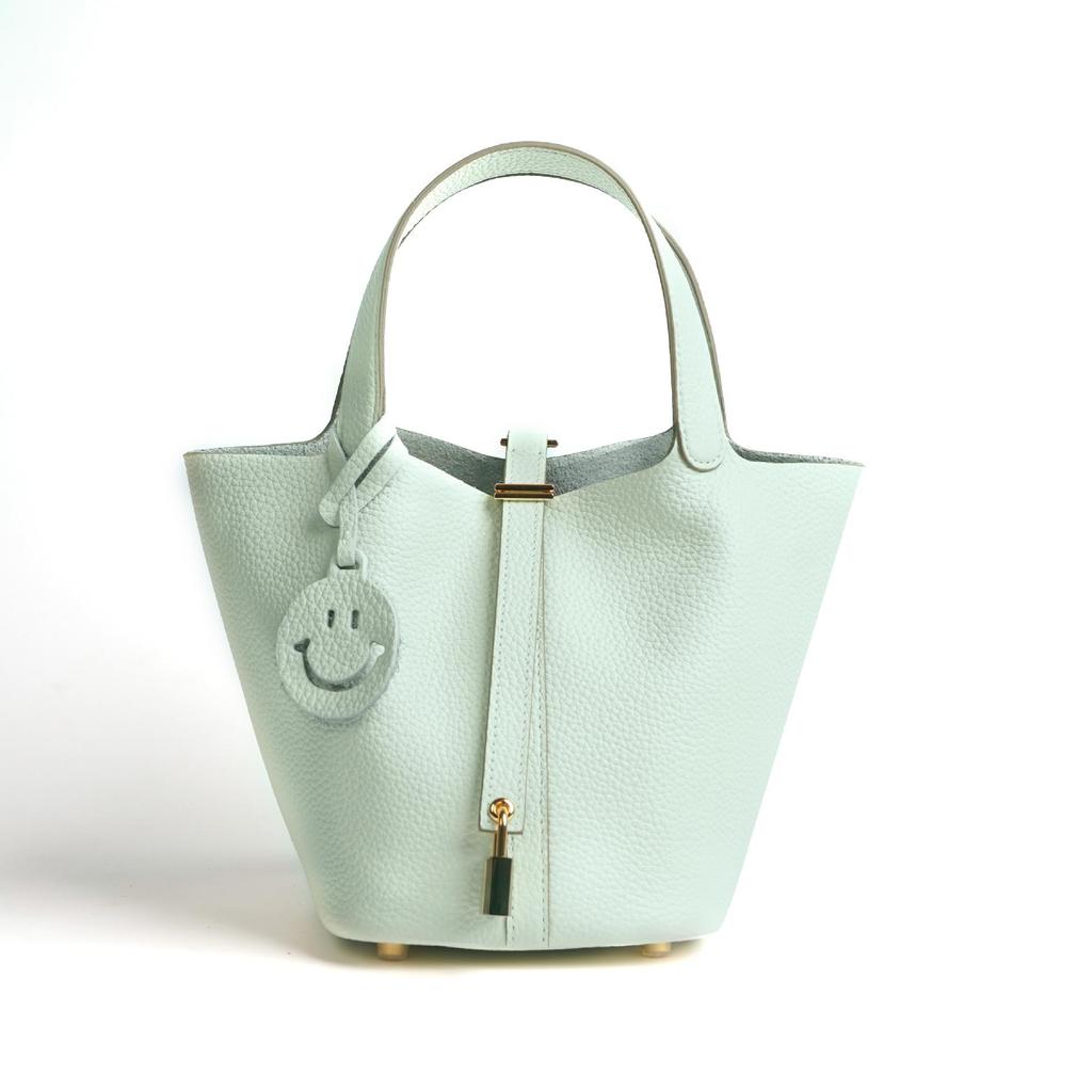 2024 Женская сумка-ведро из натуральной кожи с узором личи - Осенне-зимняя сумка-корзина для овощей