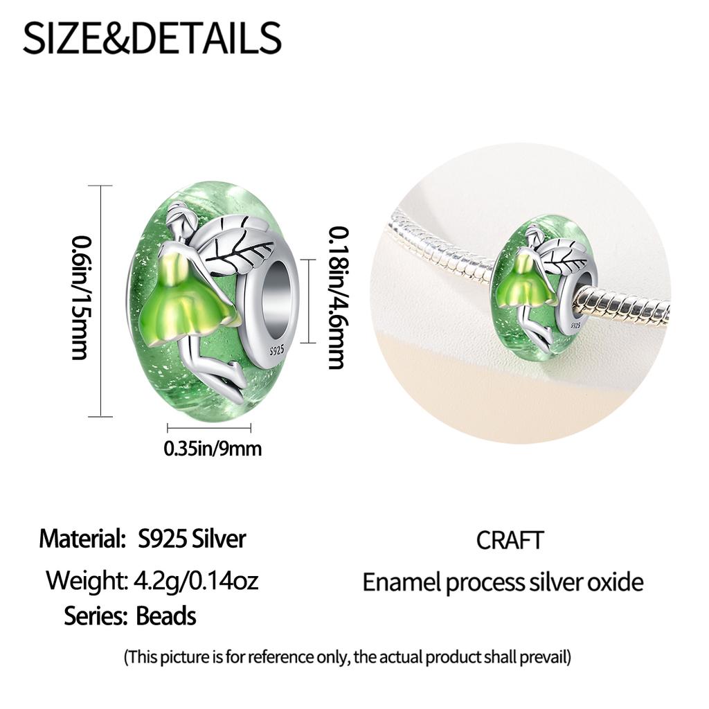 Authentic Original Copper Metal Charm Bead Components Luxury Green Fairy Glass Bead Components Compatible With Bracelet High Quality Fine Jewelry Do