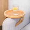 Natural Wooden Sofa Tray Circular Armrest Tray Simple Design Snack Tray Wide Couches