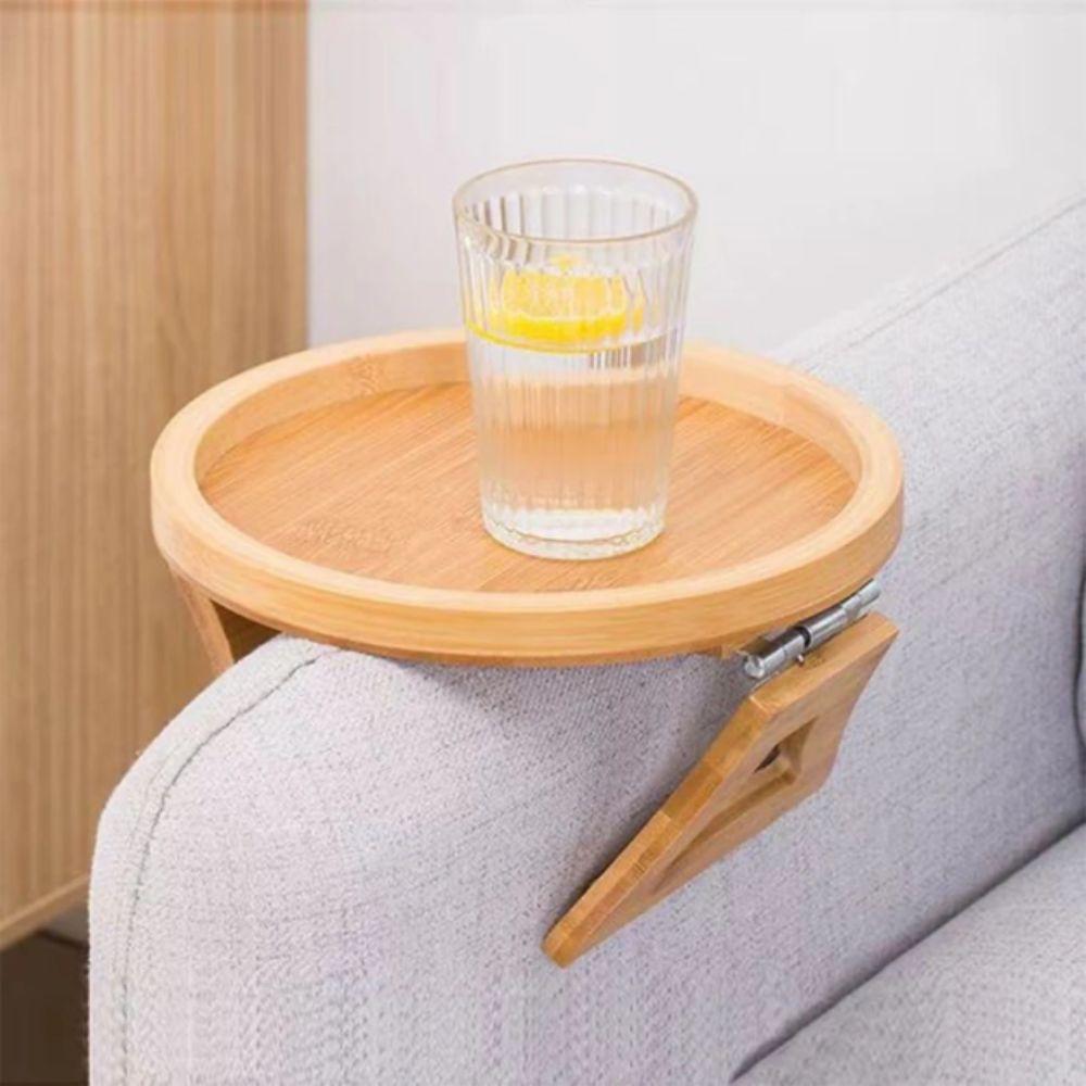 Foldable Snack Tray Circular Armrest Tray Coffee Table Clip-On Tray  Wide Couches
