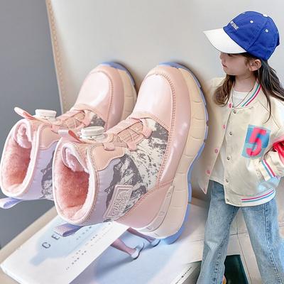 Детские зимние ботинки Новые зимние детские утепленные ботинки из бархата и хлопка Средние и большие детские высокие ботинки из хлопка