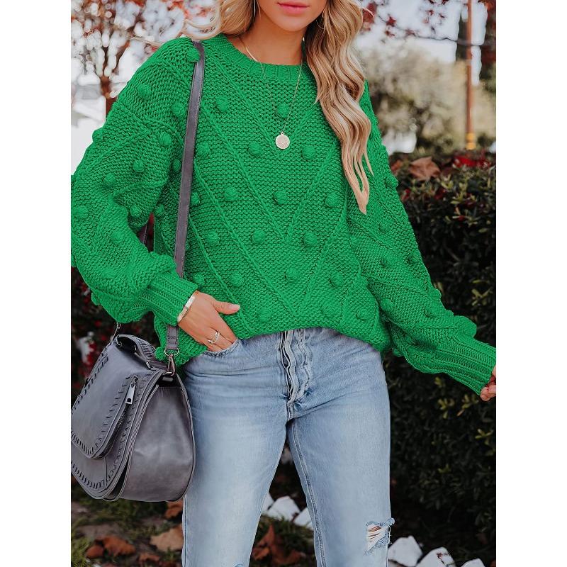 Autumn and winter new hairball knitted sweater loose long sleeve pullover sweater women's clothing