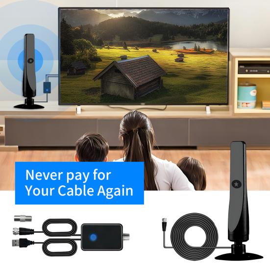 Комнатная цифровая антенна с усилителем сигнала, широкий диапазон, высокое усиление, низкая задержка, HDTV, автомобильная ТВ-антенна, товары для дома