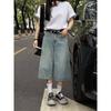 Cropped Jeans for Women In Summer New Style Small High Waist Loose Slimming Wide-leg Straight-leg Shorts