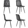 Dining Chair (4 pcs), Dark Grey, Upholstered Design Chair, Twill Velvet, Kitchen Chair with Backrest, Seat made of Velvet, Frame made of Metal